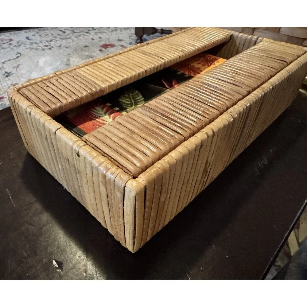 Vintage Bamboo Tissue Box Cover, Boho Chic, Coastal Vibe By DOMAIN Hong Kong